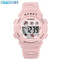 SYNOKE Student Sport Watches for Kids Colorful Electronic Watches Waterproof Clock Children Digital Watch for Boys Girls Electronic watch žalia
