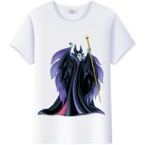 Vintage Disney Cartoon Sleeping Beauty Woman Summer Tee Villains Maleficent Tops Ladies White T-Shirts 90S Clothes Gothic Blouse S