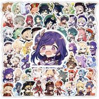 10/30/50/100pcs Cute Q Version Anime Genshin Impact Stickers Cartoon Waterproof Sticker DIY Skateboard Laptop Kawaii Decals Toys gray