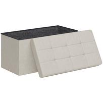 Storage Bench Foldable Storage Ottoman End-of-Bed Footrest with Tufted Lid 76L x 38W x 38H cm Cream 76 x 38 x 38 cm