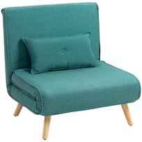 Convertible 1-seater armchair click-clack sofa bed 3 in 1 with backrest adjustable in 5 positions, pillow included, green 80 x 75 x 87 cm