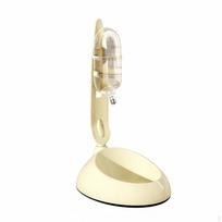Adjustable Height Pet Waterer NonElectric Water Dispenser with Food Bowl SpillResistant Nozzle smėlis