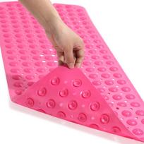 Hotel Anti Slip Drain Holes Bath Mat Massage Point Suction Cup Bathroom Mat rožinė raudona spalva