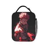 Anime  Insulated Lunch Bags Portable Jujutsus Kaisens Anime Reusable Thermal Bag Tote Lunch Box Work  Outdoor Bento Pouch One Size black