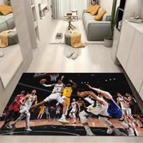 Basketball Stars Match Action Collage Print Area Rug Basketball Sport Non Slip Rectangular Floor Mat Basketball Fan Gaming Room Bedroom Decor Rug 40x60cm( 15x23in ) white