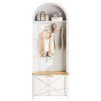 Multifunctional Coat Cabinet with Shoe Rack, Shelf & Hooks – Hall Tree for Entryway, Durable MDF Body, Modern Design, Sturdy Iron Legs, Storage 75 x 35 x 195 cm