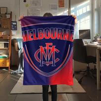 Melbourne Football Club Gradient Logo Print Flannel Blanket Soft Warm Throw Blanket For Bed Sofa Couch Sports Fan Home Decor Gift 80cm x 120cm gray