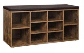 VASAGLE Shoe Bench, Shoe Shelf, Shoe Rack, Storage Cabinet, 10 Compartments, with Cushion, for Entryway, 104 x 30 x 48 cm, Rustic Brown ruda