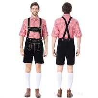 Vyriškos Oktoberfest kelnės su petnešomis Bavariški kostiumai šventėms L juoda