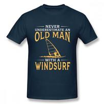Never Underestimate An Old Man With A Windsurf T Shirt Boy Vintage T-Shirt Fashion New Arrival Casual M beige