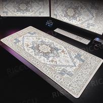 Persian Carpet Pattern Mousepads Mechanical Keyboard Mouse Pad Non-slip Desk Rug Retro Style Rubber Lock-edge Computer Table Mat 30cmx60cm white