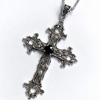 Y2K Punk Crystal Big Cross pakabukai kaklo papuošalai moterims. gray