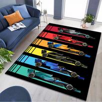 Formula Racing Car Collection Strip Print Area Rug Non‑Slip Rectangular Floor Mat Race Fan Decor for Gaming Bedroom Living Room 40x60cm( 15x23in ) gray