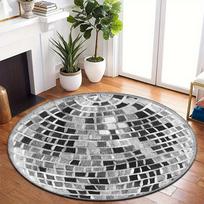 Vibrant Disco Ball Round Area Rug - 2D Printed Non-Slip Floor Mat for Entryway Living Room & Easter Decoration, 1PC 80cm