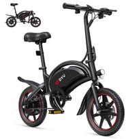 DYU D3S elektrinis dviratis su pedalų pagalba, 250W variklis, 36V 10Ah baterija juoda