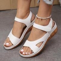 Women's Patterned Thick-Soled Wedge Velcro-Strap Lightweight Sandals, Casual Outdoor Footwear, Available In Large Sizes. 36 brown