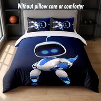 Astro Bot Design Bed Bedding Set 1 Duvet Cover + 2 Pillowcases Soft Breathable Household Bed Linens 135cm*200cm blue