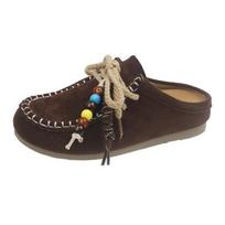 With skirt bag head and half slippers, women wear thick-soled autumn new one-pedal lazy single shoes 35 tamsiai ruda spalva