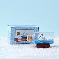 Buriuoto laivo butelis su jūriniu smėliu: Kūrybiška stalo puošmena ir dovana 6cm x 3cm x 4cm