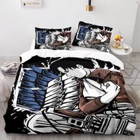 A-Attack O-On T-Titan Bedding Sets Anime 3D Printed Duvet Cover Set Soft Skin-Friendly Boys Adult King Size Home Textiles Eu Single 135x200cm black