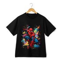 Spider-Man Graffiti Style Short-Sleeve T-Shirt - Trendy Unisex Marvel Merch Top L black