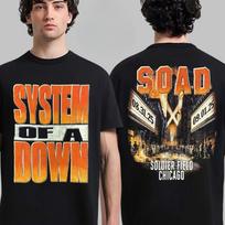 Hot System of A Down Toronto Canada 2025 Rogers Stadium Venue Tee on September 3 and 5 UFO Skyline City Two Sided Blue T-Shirt L gray