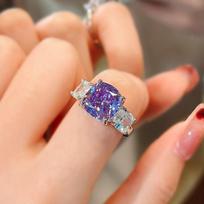 Luxurious Pink Diamond Necklace & Purple Pendant, High Carbon Diamond Earrings, and Ice Flower Cut Ring Gemstone Set for Women brown