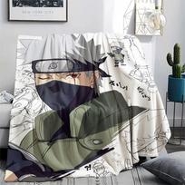 Kakashi Hatake Anime pattern Flannel Blanket, High quality Comfortable for All Seasons, Home Decor, Warmth and Comfort, Perfect for Gifts. 80cm x 120cm gray