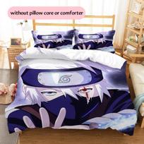 Anime Hatake Kakashi Pattern Bedding Home Decoration Birthday Gift (1 * duvet cover + 2 * pillowcase, without core) 135x200cm white