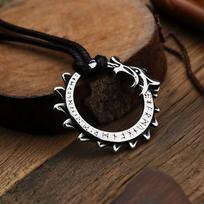 Viking Runes Dragon Ouroboros Pendant Necklace for Men Stainless Steel Vintage Norse Mythology Talisman Scandinavia Jewelry Gift brown