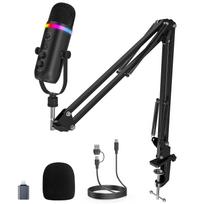 ZealSound USB Condenser Microphone PC Gaming Touch Mute RGB Echo Monitoring Plug Play juoda