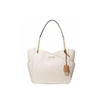 Michael Kors MK Jet Set Grandinėlės Logotipo Pakabukas Didelės Talpos Drobės Pečių Krepšys Moteriškas pečių krepšys Vanilės-Baltas 35F1GTVT3B-VANILLA Basic Set (Bag+Dust Bag) white