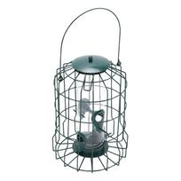 Squirrel Proof Bird Feeder Metal Outdoor Hanging with 4 Ports PC Pipe for Backyard Green gray
