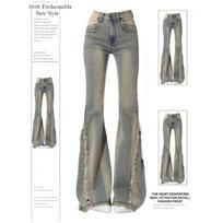 Women's High-Waisted Slimming Micro-Flare Jeans: Spicy, Raw Hem, Tummy-Concealing, Stylish Niche Design S