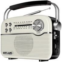 Speaker SVEN SRP-500, white (3W, Bluetooth, FM/AM/SW, USB, microSD, AUX, battery)|SV-020422