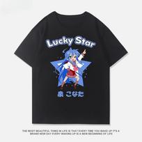 Anime Shirt Lucky Star Konata Camiseta Hot Sale Cotton Comic Y2k Clothes Cartoon Izumi Kagami Aesthetic Print Tee Manga Tops S įvairiaspalvis