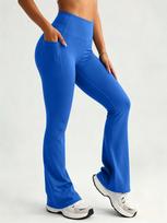 High-Waisted Pocket Micro-Flare Yoga Bell Bottoms - Butt-Lifting Casual Pants for Women
