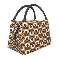 Orla Kiely Flowers Abstract Insulated Lunch Bag for Women Bento Storage Food Boxes Container Cooler Thermal Lunch Box Tote One Size brown