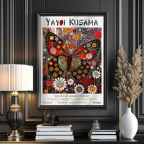 Yayoi Kusama Fuji-San Tokyo Museum Exhibition Artwork Posters Prints Japanese Gold Crane Bird Canvas Painting Living Room Decor 21X30CMNo Framed