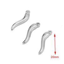 50pcs/lot Chili Italian Horn Charm Stainless Steel Talisman Italian DIY Jewelry Lucky Pendant sidabras