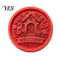 Cement Casting Form Garden Stepping Stone Silicone Mold, DIY Concrete Reusable Paver Mold Round for Pathway Patio Yard Lawn Decoration Landscaping A red