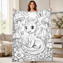 Baby Dragon With Mushrooms Coral Fleece Blanket 75cm*90cm