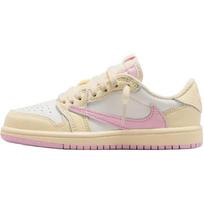 Jordan x Travis Scott Air Jordan 1 Neslystantys žemi vaikiški krepšinio bateliai Rožiniai Balti Vaikams IQ7605-100 29.5 raudona