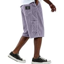 Men's Wide Corduroy Cargo Shorts with Multiple Pockets, Loose Fit Retro Casual M violetinė