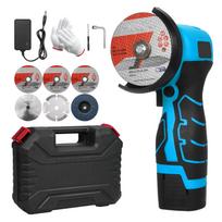 Akumuliatorinis kampinis šlifuoklis 7000 RPM elektrinis šlifavimo įrankis mini šlifuoklis su 1 vnt 16,8 V 2000 mAh baterija US Plug & 6 Blades mėlyna