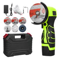 Akumuliatorinis kampinis šlifuoklis 7000 RPM elektrinis šlifavimo įrankis mini šlifuoklis su 1 vnt 16,8 V 2000 mAh baterija EU Plug & 6 Blades šviesiai žalios spalvos