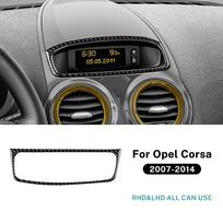 Real Soft Carbon Fiber For Opel Corsa D 2007 2008 2009 2010 2011 2012 2013 2014 Car Central Control Outlet Time Screen Sticker Time Screen Black black