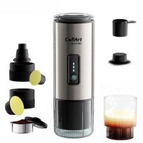 Portable Coffee Maker Espresso Machine Travel Espresso Maker Cafetera Portatil Expreso with Small Tea Cup Compatible with Ground Coffee & NS Capsule gray
