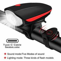 Multi-Functional Bike Horn & Headlight – LED Running Light for Mountain, Road Bikes, Cycling Safety Equipment One Size black