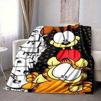 1 vnt. Garfield draugų flanelės pledas HD spaudinys, lengvas, minkštas, šiltas, visų sezonų pledas sofai, lovai, kelionėms, stovyklavimui, skalbiamas mašinoje 80x120cm gray